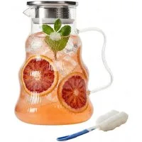 relaxdays Wasserkaraffe Glaskaraffe mit Deckel & Henkel