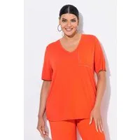 Ulla Popken T-Shirt T-Shirt Brusttasche V-Ausschnitt Halbarm