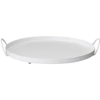 Grafelstein Tablett Tablett LENE weiß aus Metall Dekotablett mit Griffen D35cm Metalltable