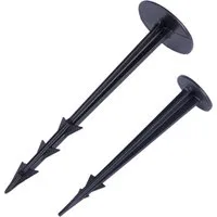BooGardi Bodenanker Erdanker Kunststoff schwarz, für Unkrautvlies, zum Einschlagen, (100-St., 100 mm mit Kopf-Ø 25 mm), Erdnägel Zeltheringe Bodennägel Camping Gartenvlies Zelten Erdhaken