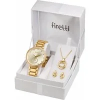 Firetti Quarzuhr Spectrum Lumina Golden Hour, (Set, 4-tlg., inkl. Ohrstecker und Kette mit Anhänger), Armbanduhr, Damenuhr, Glitzersteine, Geschenkset