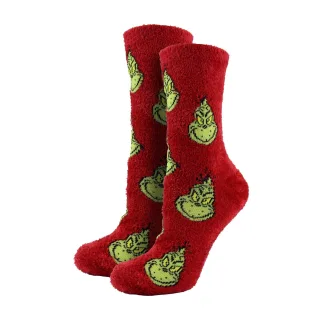 Damen Novelty Grinch Socken | Lustige rote Grinch Weihnachtsstrümpfe