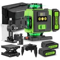 HGLINE Kreuzlinienlaser 16 Linien Laser Level 3° Selbstnivellierend mit 2x Batterie, Laserwasserwaage für Innenbau, Fliesen & Holz