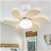Nettlife Deckenventilator Leiser Beleuchtung Fernbedienung Weiße Deckenlampe Timer 6 Flügeln, geräuscharm Wohnzimmer Schlafzimmer Küche Esszimmer Kinderzimmer