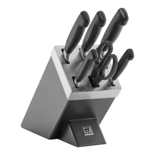 ZWILLING VIER STERNE 7-tlg, Selbstschärfender Messerblock, Anthrazit