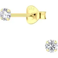 ALEXANDER YORK Paar Ohrstecker ROUND ZIRCONIA 3 mm in Gold, 2-tlg., 925 Sterling Silber