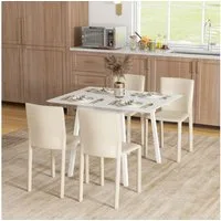 OKWISH Esstisch Klappbarer Esstisch 110x86x75cm in Weiß für 2-4 Personen (Packung, 1-St., Küchentisch aus Holz für kleine Räume), Platzsparender Klapptisch für Esszimmer & Küche