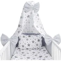 Amilian Babybettwäsche Set 7-teilig - Bettwäsche 100x135 - Kissenbezug 40x60 - mit Himmel, Vollstoffhimmel, 7 teilig, Komplett-Set für Babybett, Gitterbett - Kinderbettwäsche