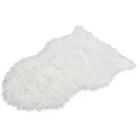 matches21 HOME & HOBBY Fellteppich Großes langflor Deko-Fell als weißes Fell-Imitat in 80 x 50 cm, fellförmig, Höhe: 20 mm, Flauschiges Kunstfell als Fell-Teppich Stuhl-Überwurf Sitzauflage