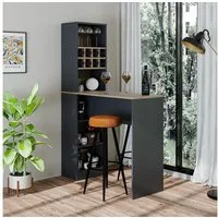 Roomart Bartisch Dublin Hausbar – Stehtisch mit Weinregal & Stauraum, 4 Farben (Bartisch Dublin – Stehtisch mit Weinregal & Stauraum in 4 Farben), •Weiß • Eiche • Weiß-Eiche • Anthrazit-Eiche