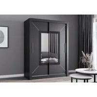 MOEBLO Kleiderschrank ASTRAN (modernes Schwebetürenschrank mit Spiegel, praktische Aufbewahrung & langlebige Verarbeitung, Schwebetürenschrank Schrank Garderobe Schiebtüren Schlafzimmer Wohnzimmerschrank mit Spiegel) (BxHxT): 150 / 180 / 203 x 215 x 