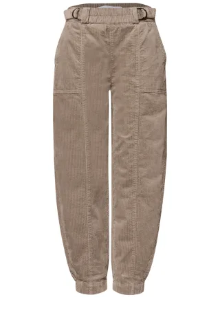 Street One - High Waist Barrel Leg Hose mit Elastikbund sanded amber - Gr. - 28