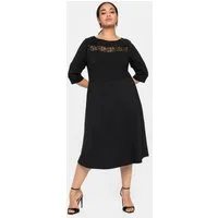 Sheego Etuikleid Abendkleid 3/4-Arm mit U-Boot-Ausschnitt und Spitzeneinsatz