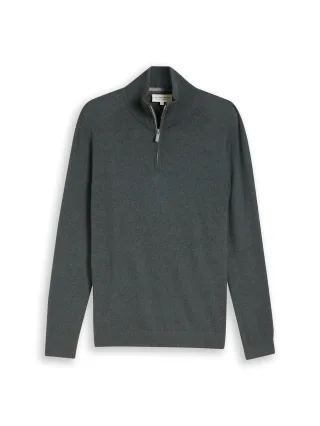Tom Tailor - Troyer Strickpullover mit Kaschmir-Anteil darkest olive melange - Gr. - XXL
