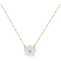 KARMA Kette mit Anhänger Halskette Blüte Edelstahl Gold Schmuck 40 cm (Edelstahlkette Damenhalskette, Blumenkette Damen), Damenhalskette modern