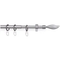 Bestlivings Gardinenstange mit dekorativen Endstücken 120-220 cm, Ø 16 mm, 1-läufig, ausziehbar, Wandträger, verschraubt, Metall, inkl. Ringe mit Faltlegehaken und Befestigungsmaterial