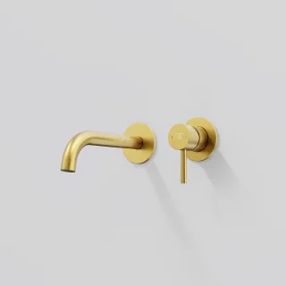 Steinberg Waschtisch-Wand-Einhebelmischer mit Farbhülse, Ausladung 195 mm, brushed gold, 100 1814 3  100 1814 3 BG