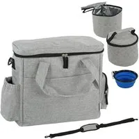 Novzep Hunde-Transportbox Hundebox Transportbox Hund mit mehreren Fächern 2 Futterbehältern, zusammenklappbar Silikonschüssel 38x17x35 cm