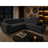 Goldstoff Ecksofa mit Schlaffunktion, Cord Couch für Wohnzimmer - Cord Ecksofa, Cord Sofa VOYAGE 2 Teile, Großer Bettkasten
