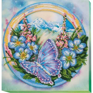 Perlen-Stickbild "Sommer in den Bergen", 30 x 31,5 cm