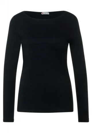 Street One - Softes Langarmshirt schwarz - Gr. - 34