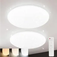 ZMH LED Deckenleuchte Moderne 28/30cm Wohnzimmer Schlafzimmer Flur lampe CCT, CCT-2er, LED fest integriert, warmweiß-kaltweiß, 37W, CCT 2700K-6500K, dimmbar,Sternenhimmel-Optik, Fernbedienung