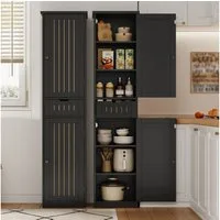 Flieks Hochschrank Mehrzweckschrank mit Schublade und verstellbaren Einlegeböden (170×40×30 cm, 1-St) Multifunktional Küchenschrank Eckschrank Highboard Schwarz