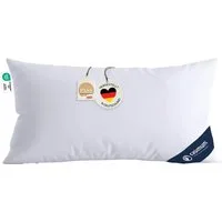 casimum 3-Kammer-Kopfkissen FIRST CLASS Daunenkissen 80x80, Kopfkissen 40x80, weich & stützend, Füllung: 100% Gänsedaunen, Klasse 1 (Außenkammer), Bezug: 100 % Baumwolle, Rückenschläfer, Seitenschläfer, hergestellt in Deutschland, für Allergiker geei