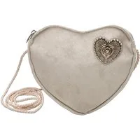 Alpenflüstern Schultertasche Herztasche Trachtenherz (taupe-grau), - Damen Trachtentasche in Herzform, Schultertasche fürs Dirndl, Herz H