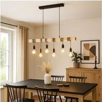 etc-shop LED-Hängeleuchte, Leuchtmittel inklusive, Warmweiß, Hängelampe Pendelleuchte Esstischlampe Holzbalken Vintage LED 191,5 cm