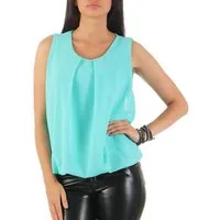malito more than fashion Chiffonbluse malito Damen Bluse ärmellos 6879 Blusentop mit Rundhals-Ausschnitt