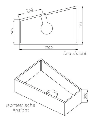 Neuesbad Wannenträger für Hoesch iSensi Trapez, Ausf. links 180x120 SW 16418