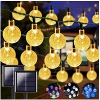 Montegoni LED-Lichterkette Solarleuchte Kugel Lichterkette Außen warmweiß Gartenleuchte, Solarbetrieben, Wasserdicht, 8 Modi, Energiesparend, Automatisch