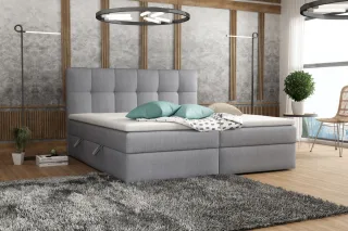 Boxspringbett Schlafzimmerbett ARTURO 200x200cm Stoff Soro Grau