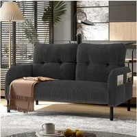 STILVORA Wohnzimmer-Set aus Cordstoff,Zweisitzer Relaxsofa mit Seitentasche&Metallgestell