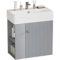 Yorbay Waschtisch Badmöbel Waschtischunterschrank (Breite 55 cm, Badschrank mit Waschbecken), Waschbecken mit Waschtisch für kleine Badezimmer
