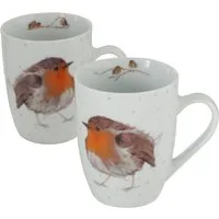 BOLTZE GRUPPE GmbH Tasse Becher Robin 330 ml Porzellan Motiv H.11 cm 2er Set