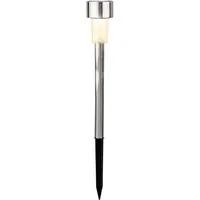 Lumineo LED Solarleuchte, Dauerlicht, warmweiß, LED Solarleuchte Gartenstecker 24cm Edelstahl Dauerbetrieb 6h warmweiß