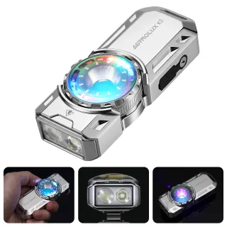 Astrolux® K3 1550LM EDC Flashlight Long Throw 209m Rotary Dial Control Throw Flood Combo LED Torch with RGB 18 LEDs, UV