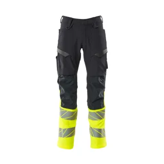 MASCOT Herren Hose mit Knietaschen ACCELERATE SAFE Schwarzblau / Hi-vis Gelb 49 - 19879-711-01017-82C49