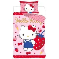 BrandMac Bettwäsche Hello Kitty "Strawberry" - Bettwäsche-Set, 135x200 & 80x80, Baumwolle, 100% Baumwolle