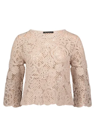 Betty Barclay - Lochstrick-Pullover Grau Beige - Gr. - 36