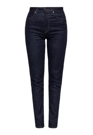 Queen Kerosin Damen Jeanshose mit Kontrast Stickerei dunkelblau