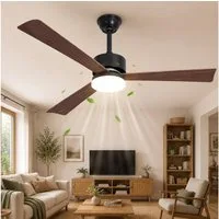 Nettlife Deckenventilator LED Beleuchtung 131cm Moderner 3-Flügel Ventilator leise dimmbar, für Esszimmer Schlafzimmer Küche Energieeffizient Timer Fernbedienung