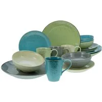 CreaTable Kombiservice Geschirr-Set NATURE COLLECTION (16-tlg), 4 Personen, Steinzeug, Service, harmonische Naturglasur, 16 Teile, für 4 Personen