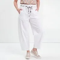 OriginalYou Schlupfhose Damen Sommerhose Baumwolle Freizeithose Barrel Fit Elastikbund mit elastischem Bund, erhältlich in Größe 36/38