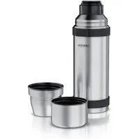 Arendo Thermoflasche 1 L Isolierflasche mit 2 Tassen, Edelstahl Trinkflasche für Unterwegs, inkl. 2 Becher, hält stundelang kalt & warm, BPA-frei, auslaufsicher