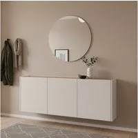 Lomadox Garderoben-Set LAPUA-01, (Spar-Set, 2-St., Garderobenspiegel Schuhschrank), in kaschmir und Eiche, ideal für schmale Flure