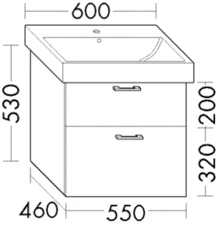 Burgbad Waschtischunterschrank zu Keramik Sys30 PG4 Sana 530x550x460 Weiß Hochglanz, WUUE055F3359 WUUE055F3359