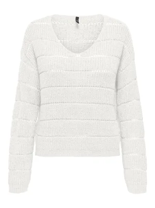 ONLY - ONLPAMELA LS V-NECK PULLOVER CC KNT Cloud Dancer - Gr. - M